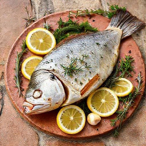 Peixe na Telha com Ervas Aromáticas e Limão