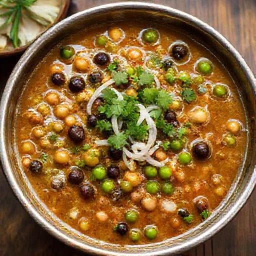 कोलकाता स्टाइल घुगनी (मटर और चने का मिश्रण)