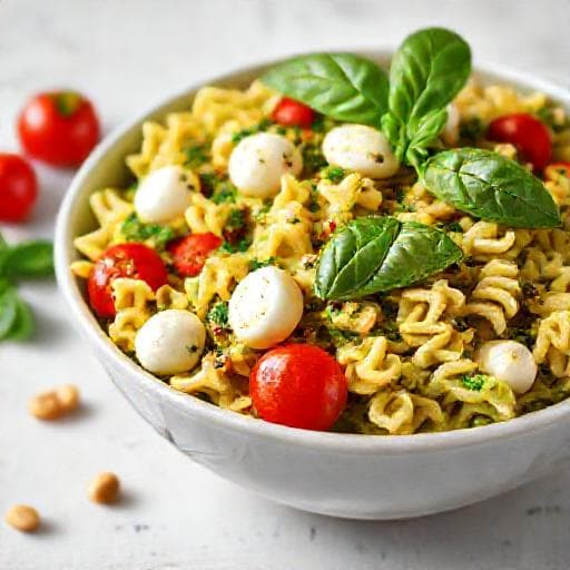 Klassinen pestopasta-salaatti
