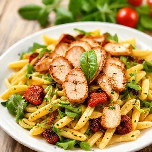Nopea pestopasta-salaatti kanalla