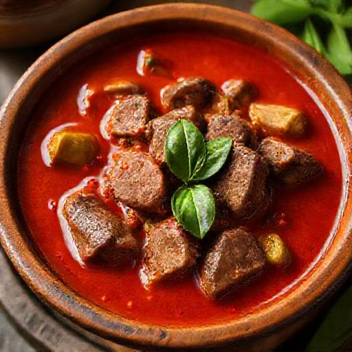 Regionale Thaise Rode Curry met Rundvlees en Thaise Aubergine