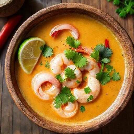 Tom Kha Kai met Garnalen en Gember
