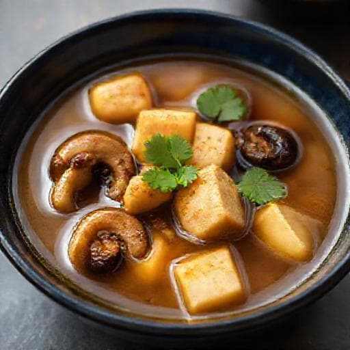 Misosoep met Champignons en Misoyaki Tofu