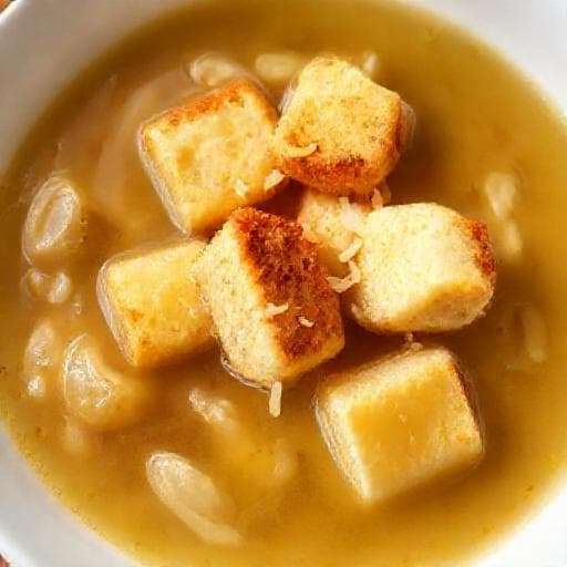 Snelle Uiensoep met Kaas-Croutons
