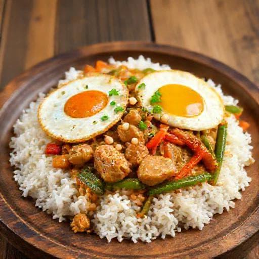 Surinaamse Nasi met Kip en Pindasaus