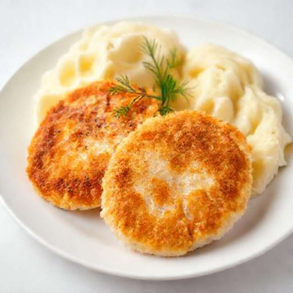 Рыбные котлеты с картофельным пюре