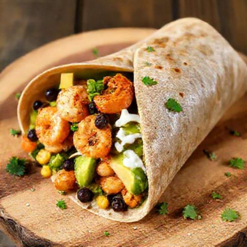 Spicy Shrimp and Avocado Burrito