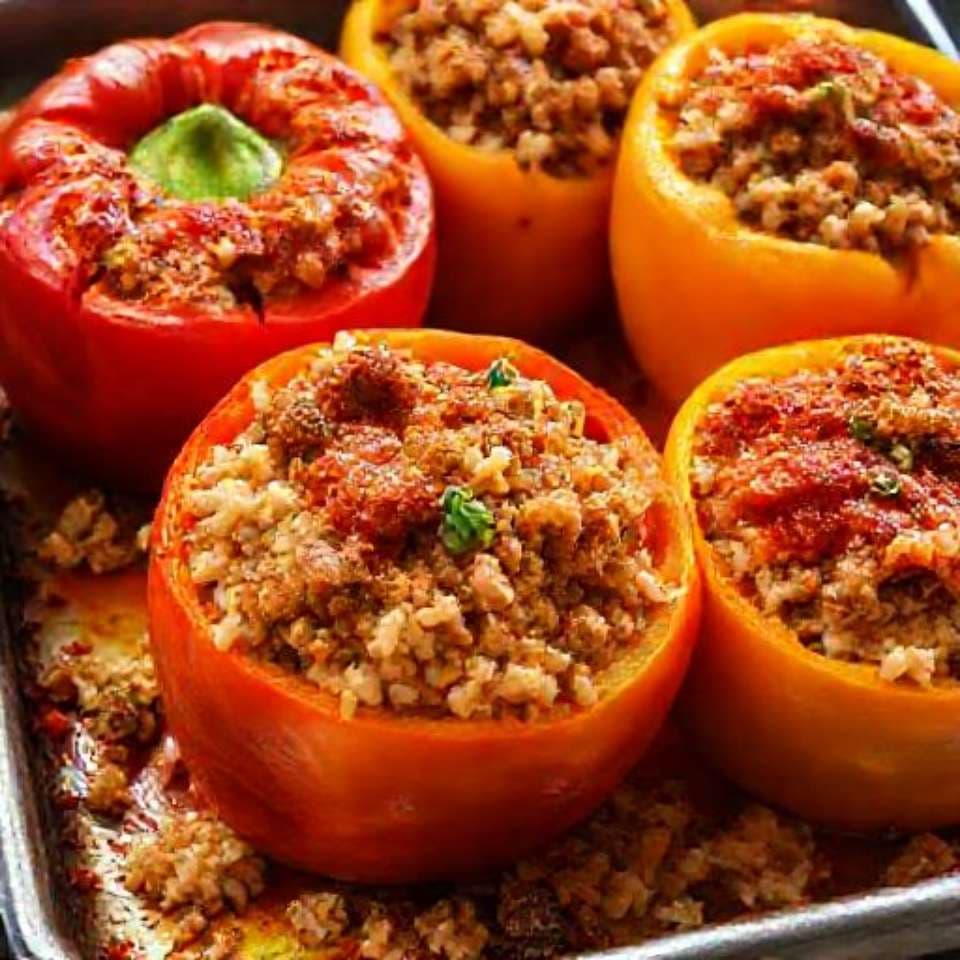 Фаршированный болгарский перец с рисом и фаршем