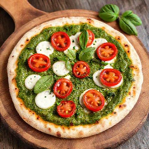 Fesleğenli Pizza Margherita (Pesto Soslu)