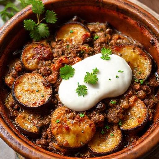 Kıymalı Patlıcan Oturtma (Yoğurt Soslu)