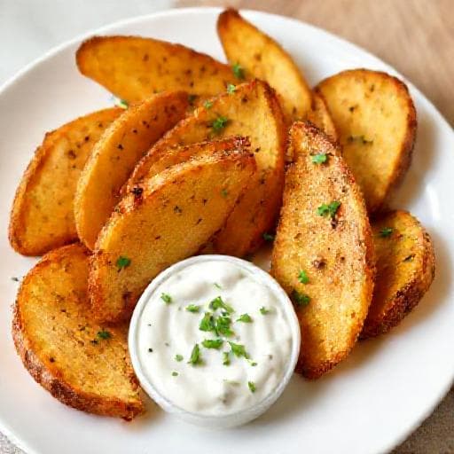 Schnelle Ofenkartoffeln mit Joghurt-Kräuter-Dip
