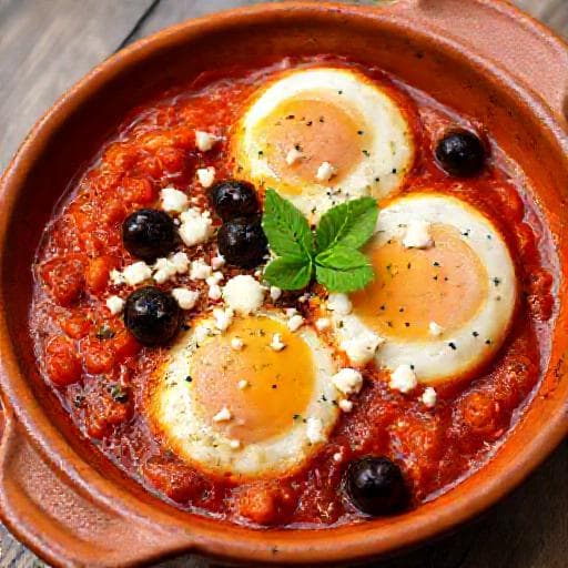 Shakshuka mit Feta und Oliven