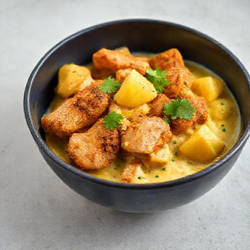 Hähnchen-Geschnetzeltes mit Curry und Ananas