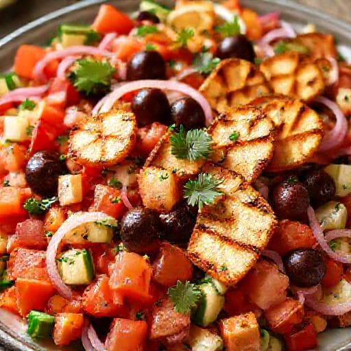 Griechischer Bauernsalat mit gegrilltem Halloumi