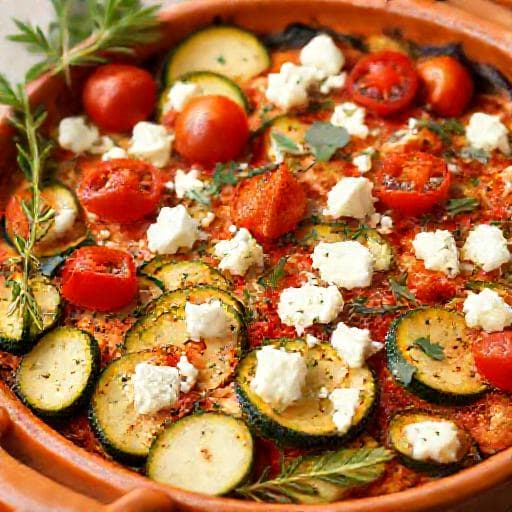 Mediterraner Zucchini-Auflauf mit Feta und Tomaten