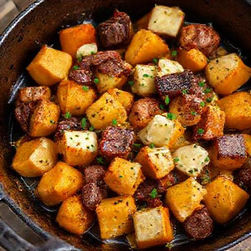 Südtiroler Ofenkürbis mit Speck und Bergkäse