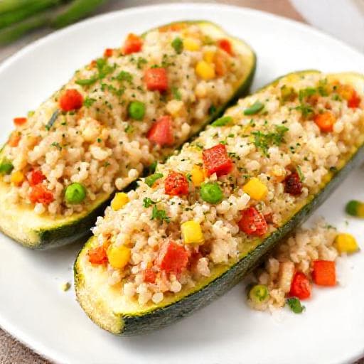 Schnelle Gefüllte Zucchini mit Reis und Gemüse