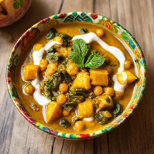 Kichererbsen-Curry mit Spinat und Mango