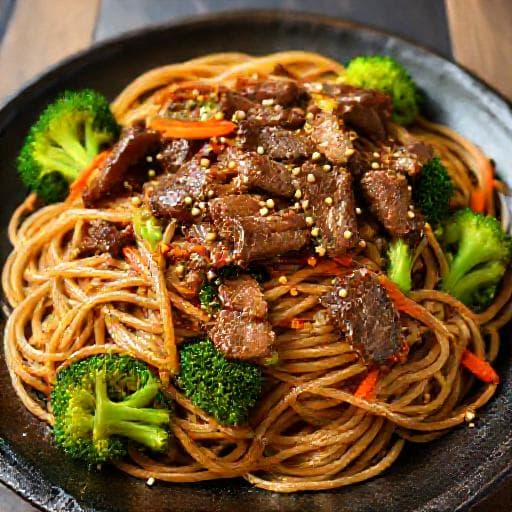 Rindfleisch-Chow Mein mit Brokkoli