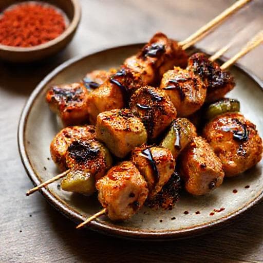 Klassisches Hähnchen Yakitori (Negima)