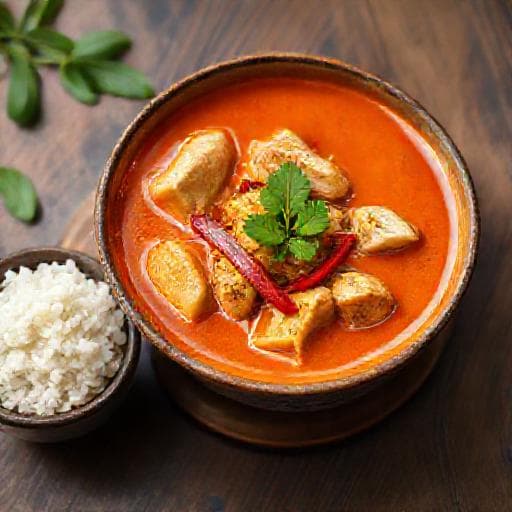 Klassisches Thai Rotes Curry mit Huhn