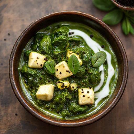 Palak Paneer mit Senfkörnern und Kokosmilch