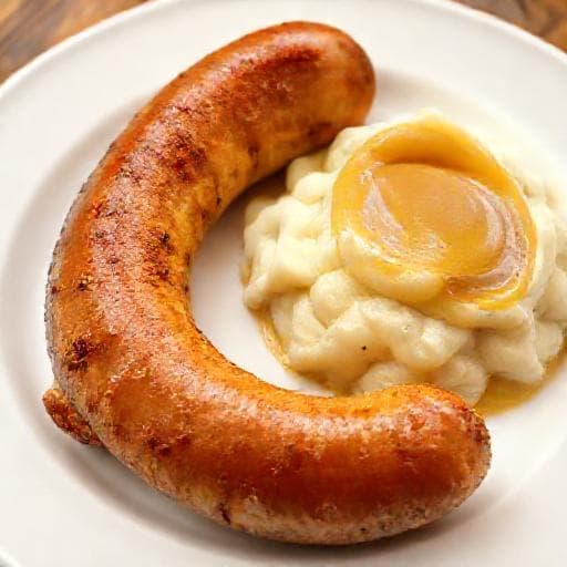 St. Galler Bratwurst mit Apfelmus und Kartoffelpüree
