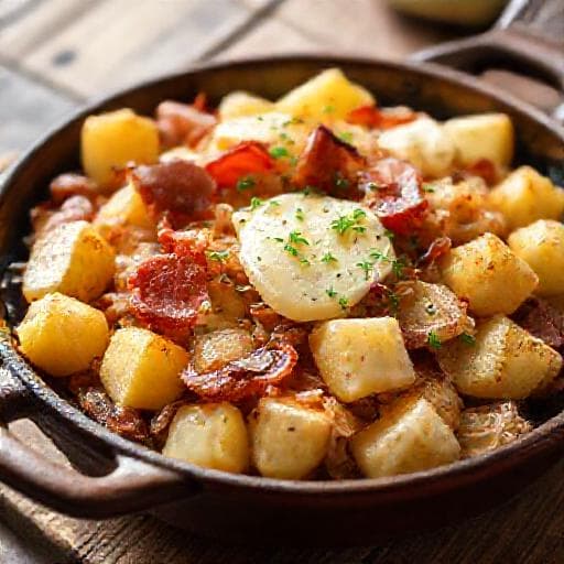 Tiroler Gröstl mit Speck und Bergkäse