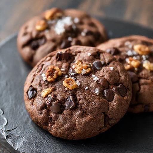Schoko-Cookies mit Meersalz und Walnüssen