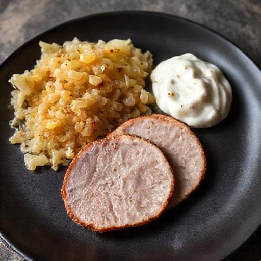 Kassler mit Sauerkraut und Apfel-Schmand-Dip