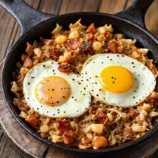 Bauernfrühstück mit Sauerkraut und Kümmel