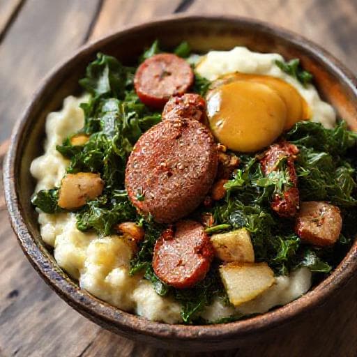 Grünkohl mit Pinkel und Apfelmus (Regionale Variante)