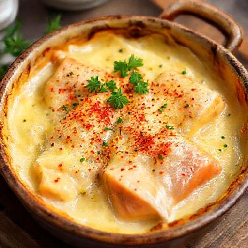 Schnelles Lachs-Sahne-Gratin