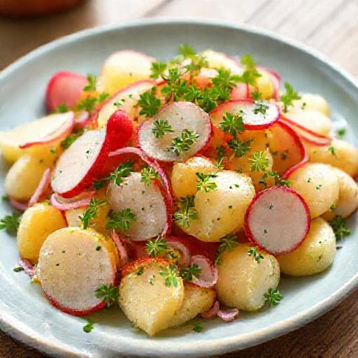 Bayerischer Kartoffelsalat mit Radieschen und Kresse