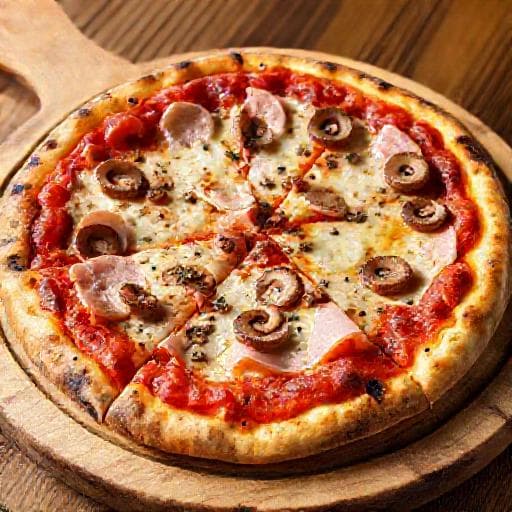 Klassisk Pizza med Skinke og Sopp