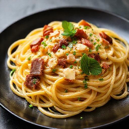 Spagetti Carbonara med Pancetta og Urter