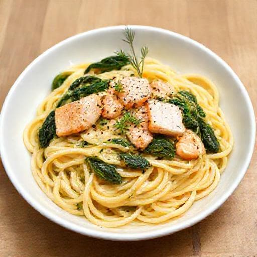 Klassisk Pasta med Laks og Spinat