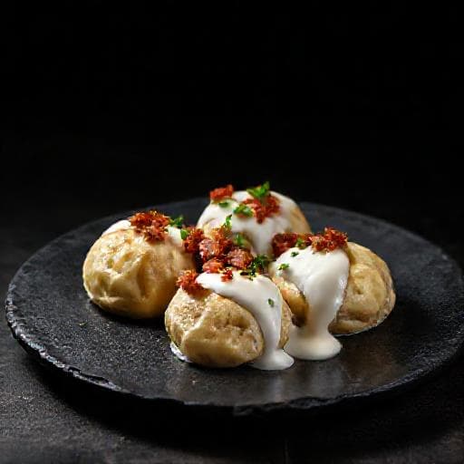 Raspeballer med Bacon og Rømmesaus
