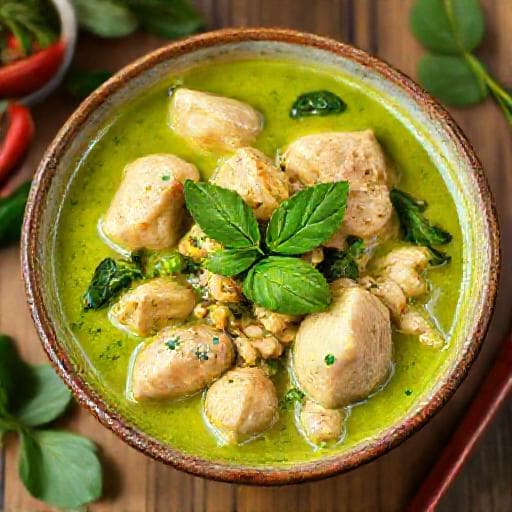 Klassisk thailandsk grønn curry med kylling