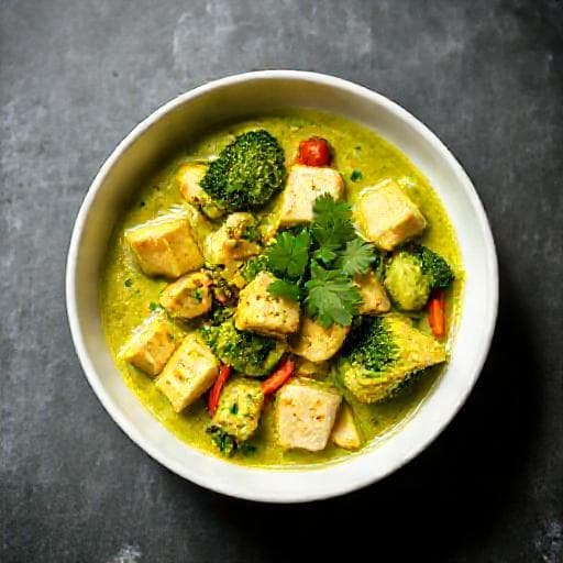 Rask thailandsk grønn curry med tofu