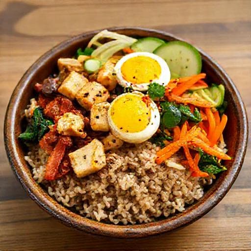 Bibimbap med Tofu og Kimchi