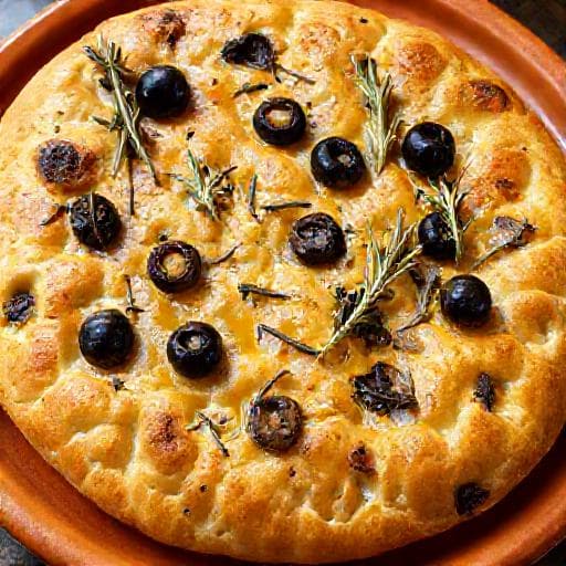 Focaccia med Rosmarin og Oliven