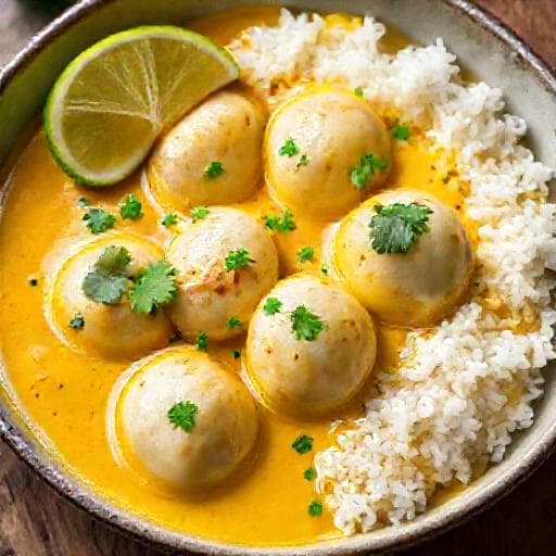 Fiskeboller med Curry og Kokosmelk