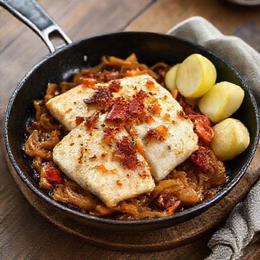 Rask Klippfisk med Bacon og Løk