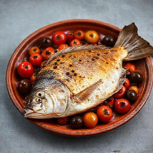 Dorade uit de Oven met Tomaten, Olijven en Kappertjes