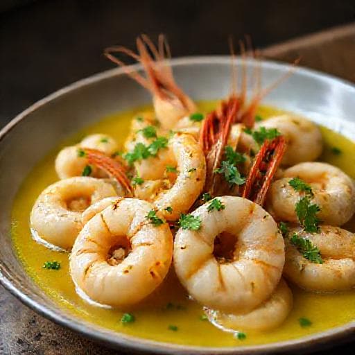 Scampi in Lookboter met een Vleugje Pernod