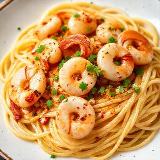 Snelle Scampi met Knoflook en Chili