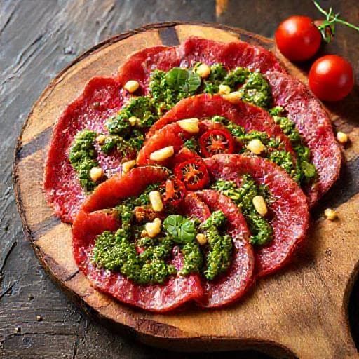 Snelle Rundercarpaccio met Pesto