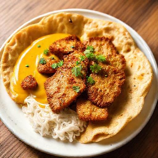 Snelle Roti met Gebakken Tempeh en Curry