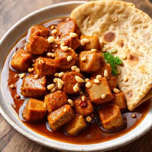 Roti met Tempeh in Ketjap-Pindasaus